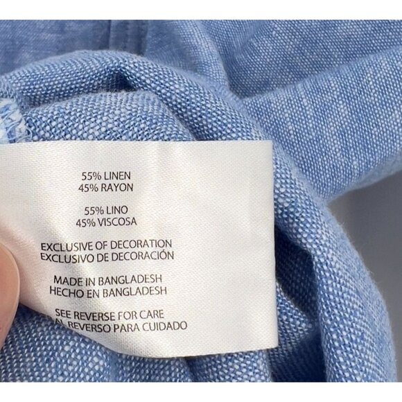 Orvis Women's Blue Linen Blend Button-Up Shirt XXL Long Sleeve Classic Fit - Picture 7 of 7